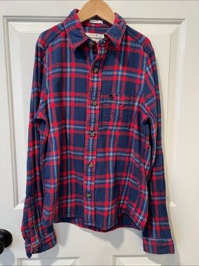 abercrombie kids Red and Navy Plaid Button-Down Shirt